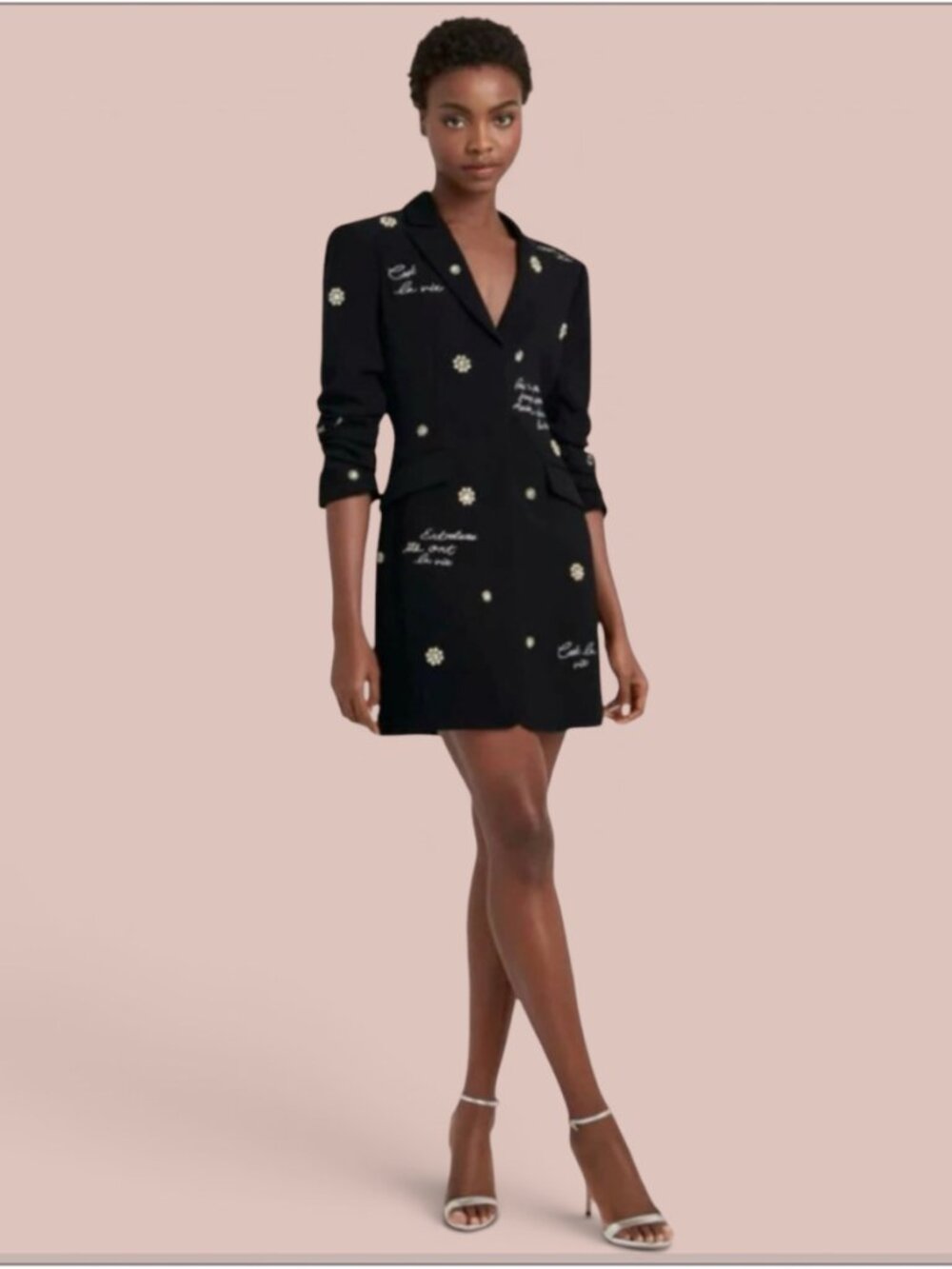 Cinq A Sept Joel Faux Pearl Embellished Mini Blazer Dress - Picture 2 of 11